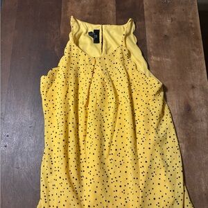 Yellow Pleated Tank Top with Black Accents